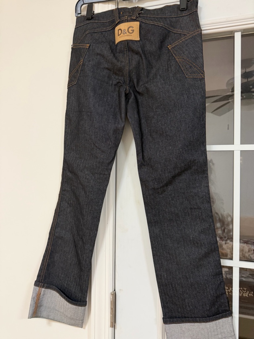Dolce & Gabbana Dark Blue Denim Jeans with Tan Patch